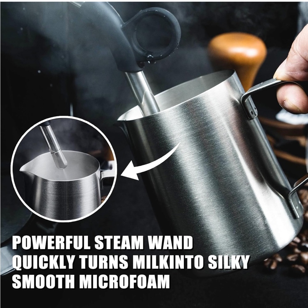 Elegant Cream Espresso Machine with Built-in Grinder - Picture 4 of 8